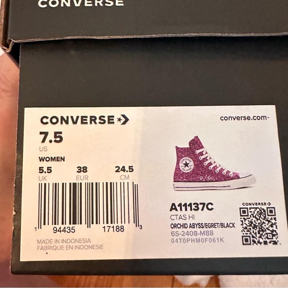 Converse Women's Sparkle Pink High-Tops - Picture 9 of 9